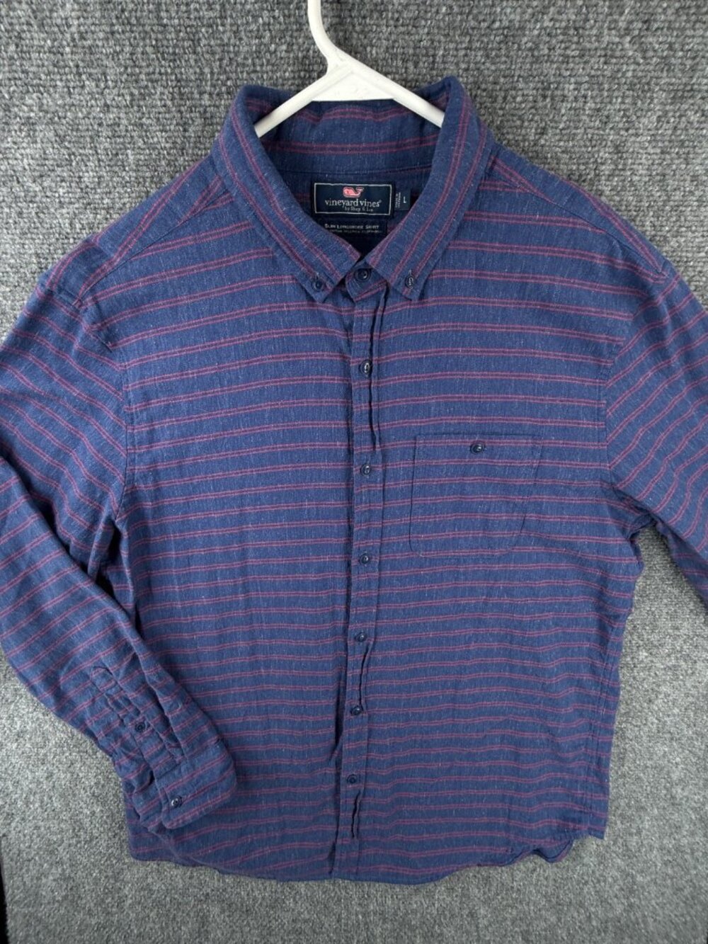 Vineyard Vines Longshore Linen Blend Slim Button Up Shirt Long Sleeve Striped L